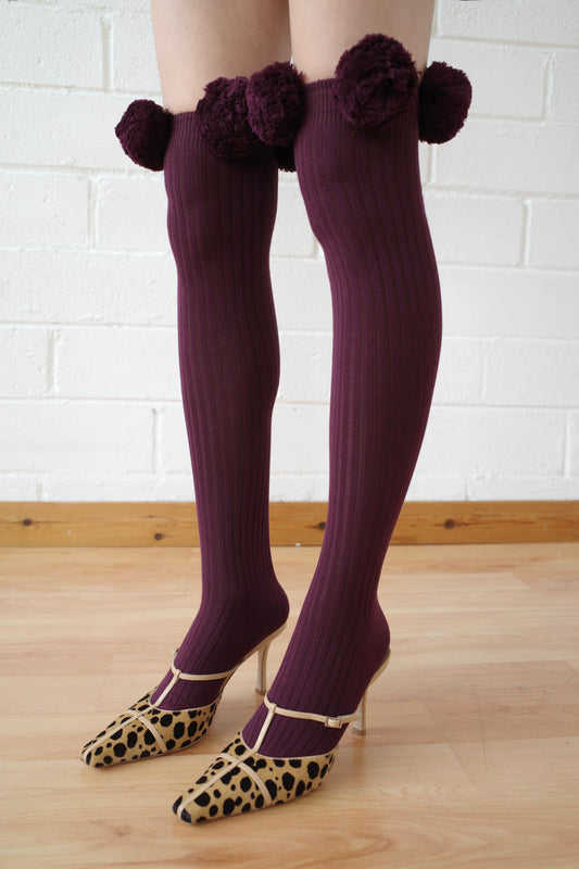 The Pom Pom Sock - Burgundy
