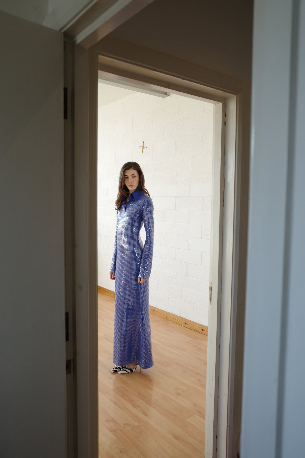 The Sequin Jersey Polo Maxi Dress