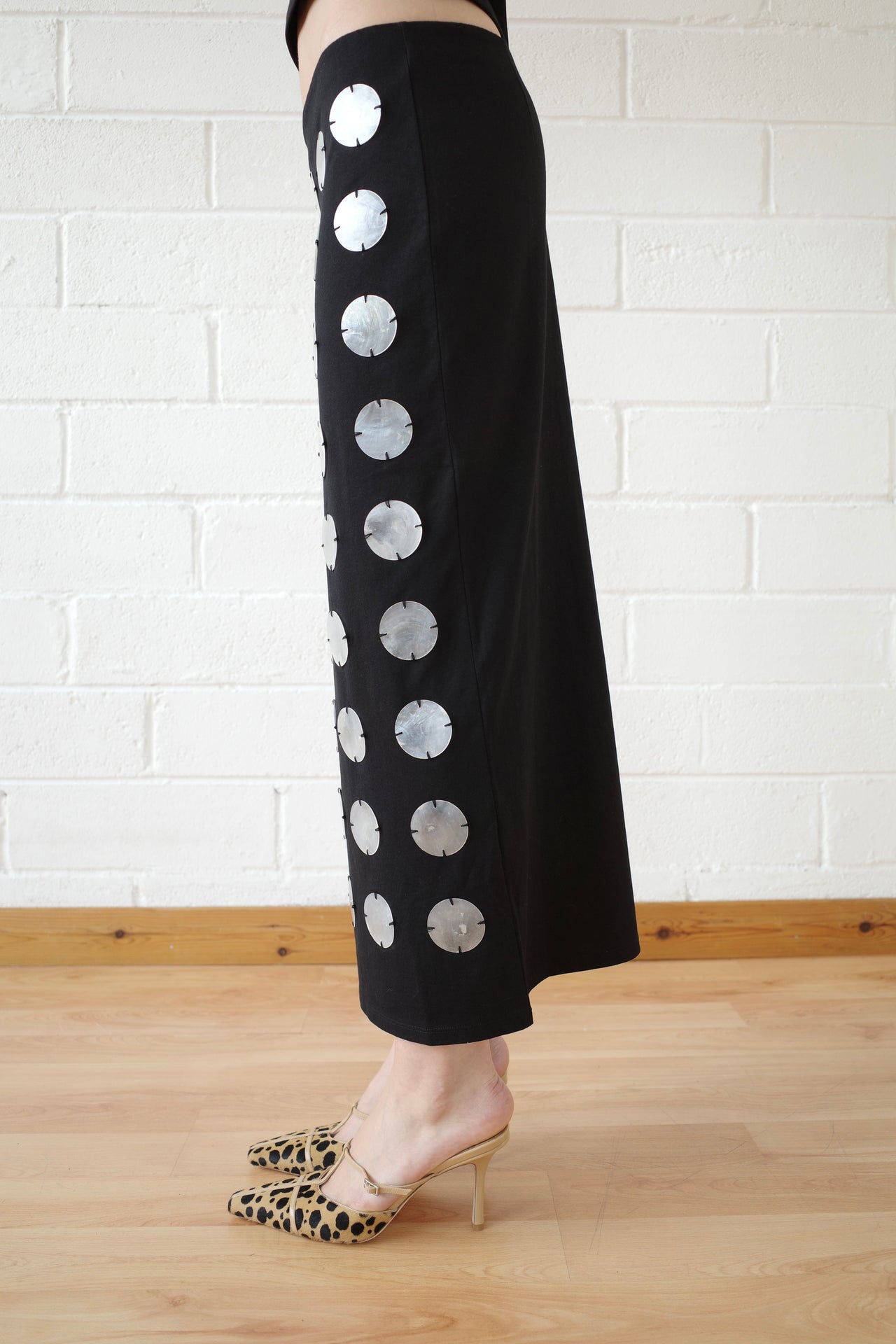 The Mother of Pearl Paillette Maxi Skirt - Black