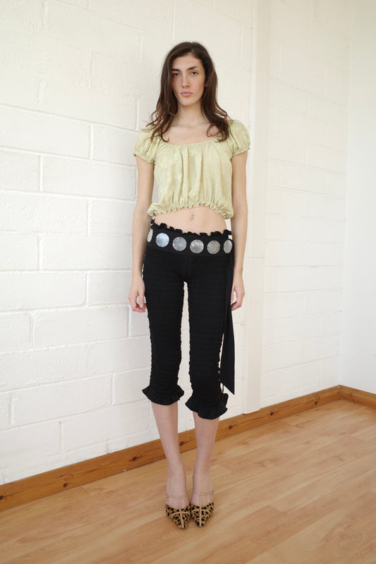 The Shirred Capri with Mother of Pearl Belt