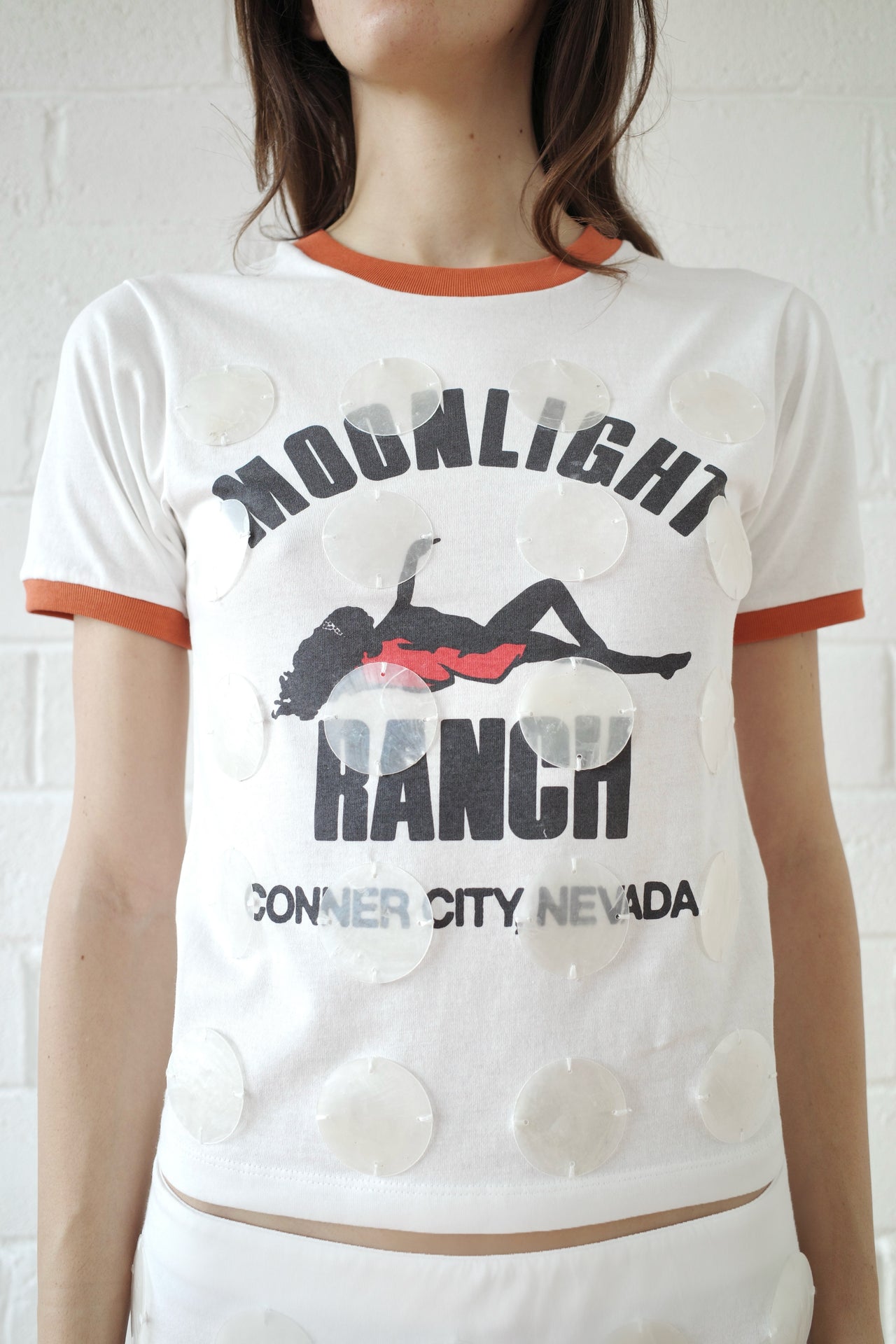 The Mother of Pearl Paillette Ringer Tee - White