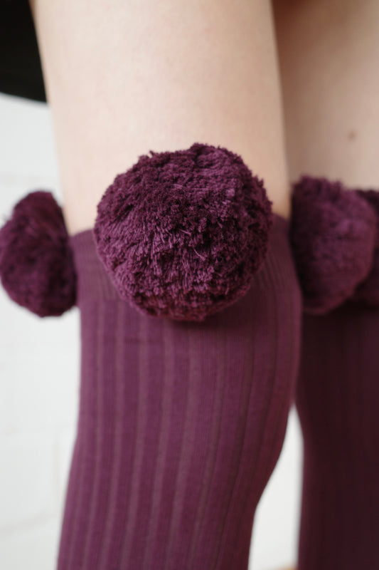 The Pom Pom Sock - Burgundy