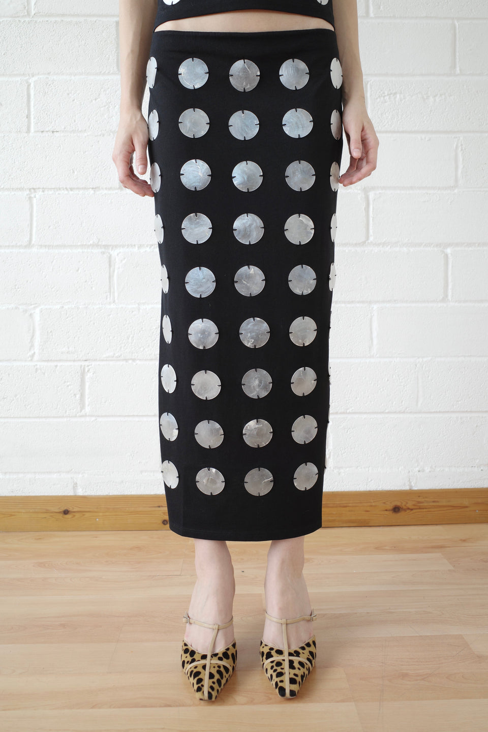 The Mother of Pearl Paillette Maxi Skirt - Black
