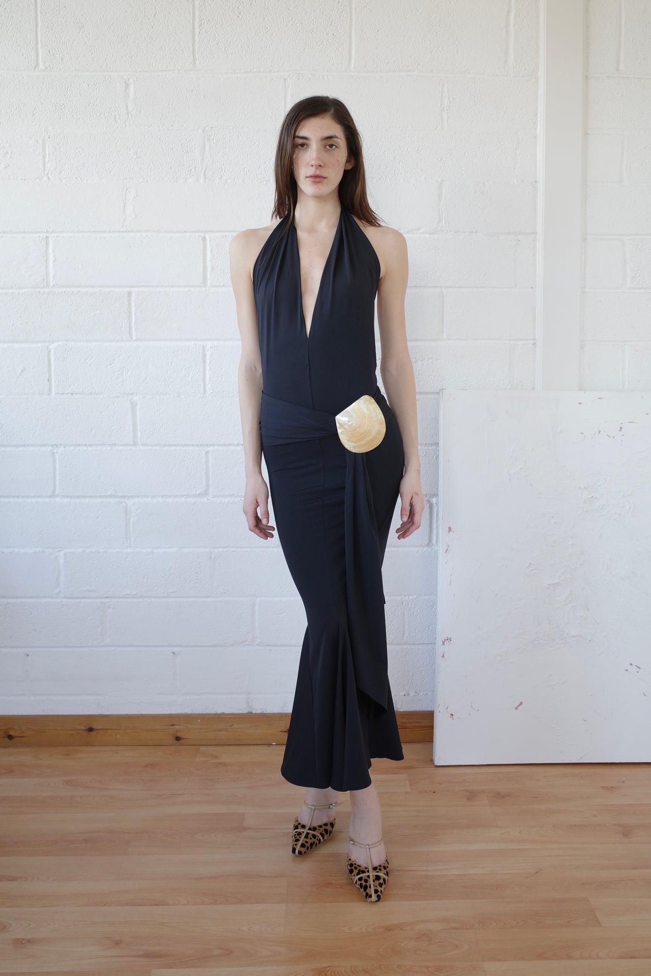 The Recycled Spandex Shell Belt Maxi Dress