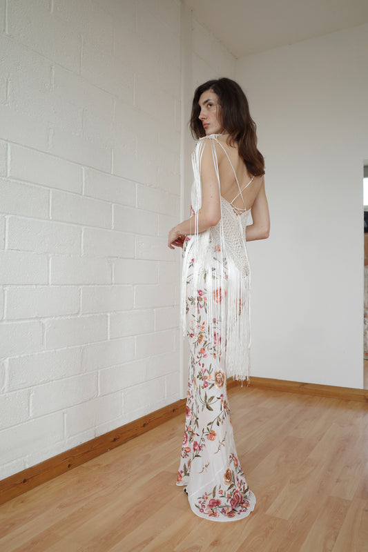 The Demi Couture Piano Shawl Gown- White