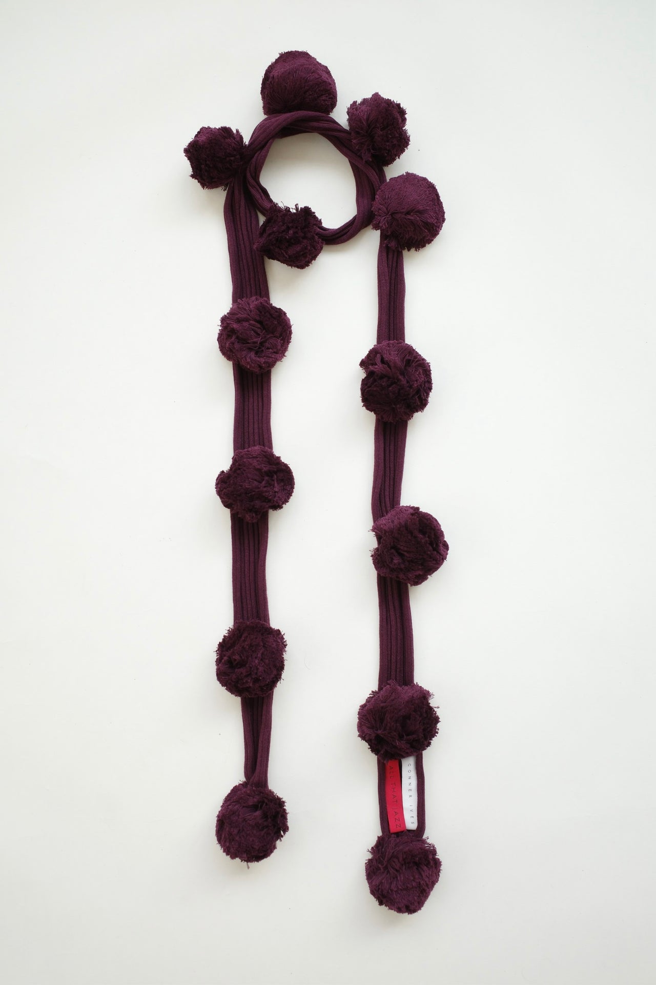 The Pom Pom Scarf - Burgundy