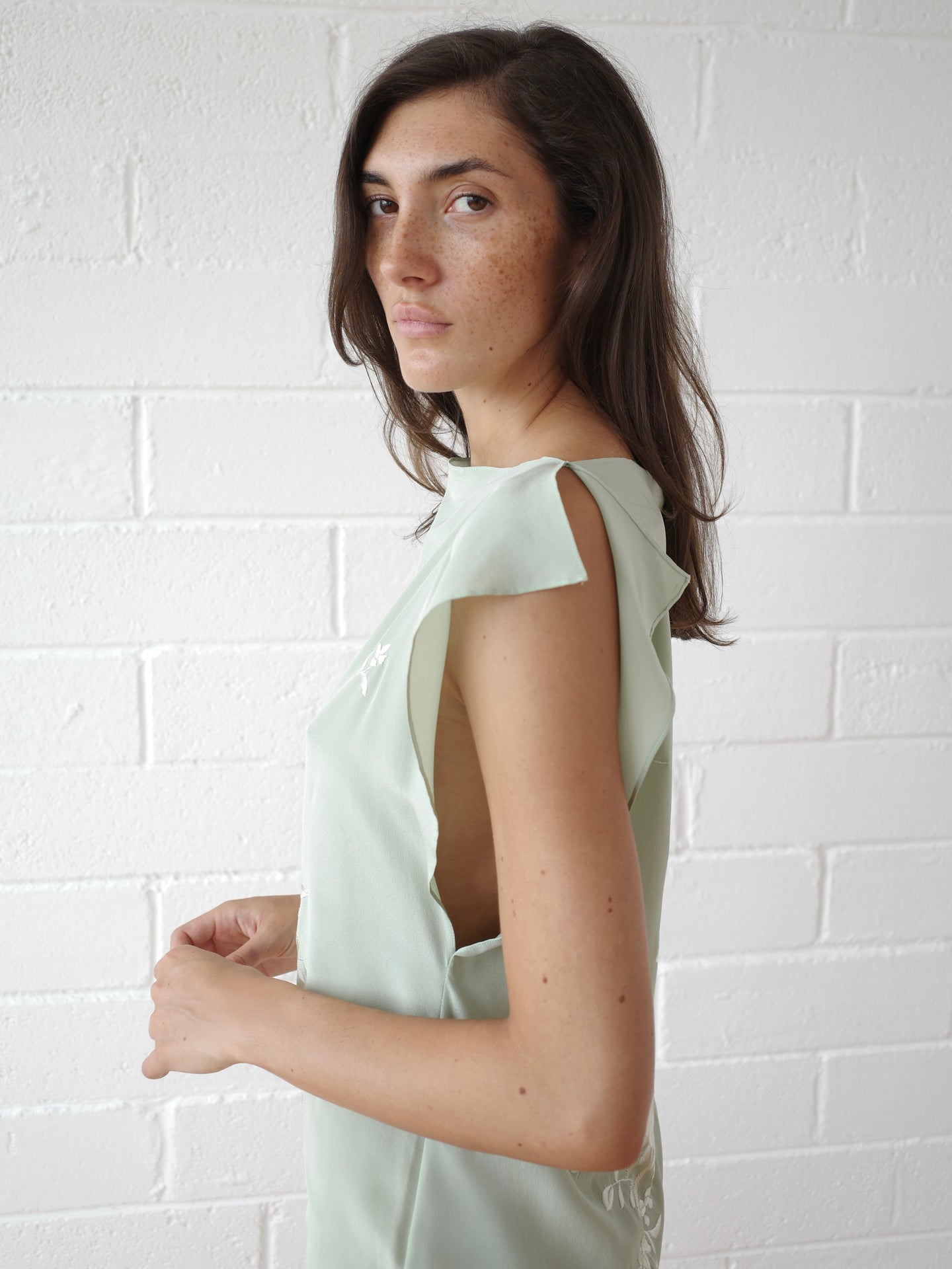 The Piano Shawl Shift Mini Dress - Seafoam
