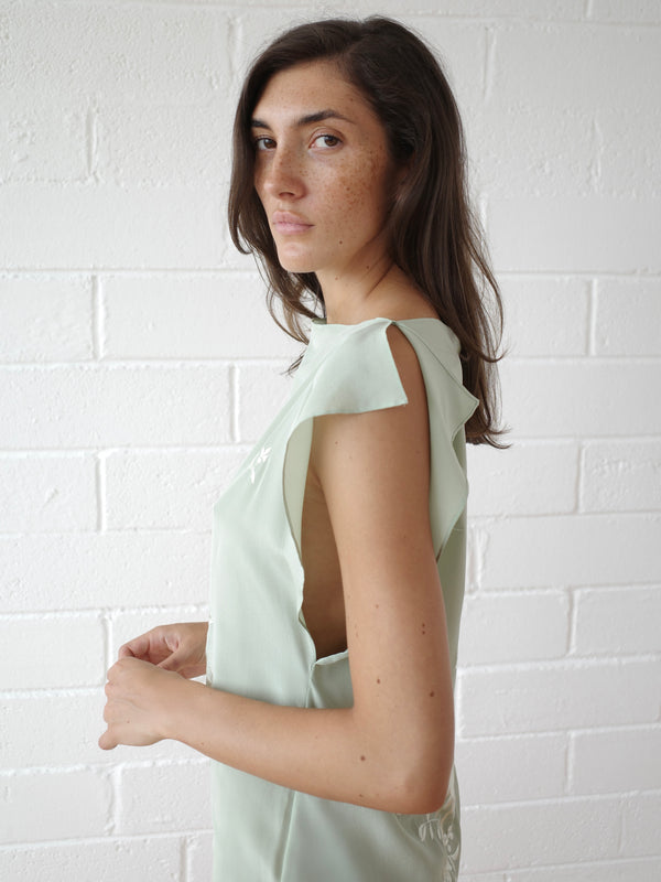 The Piano Shawl Shift Mini Dress - Seafoam