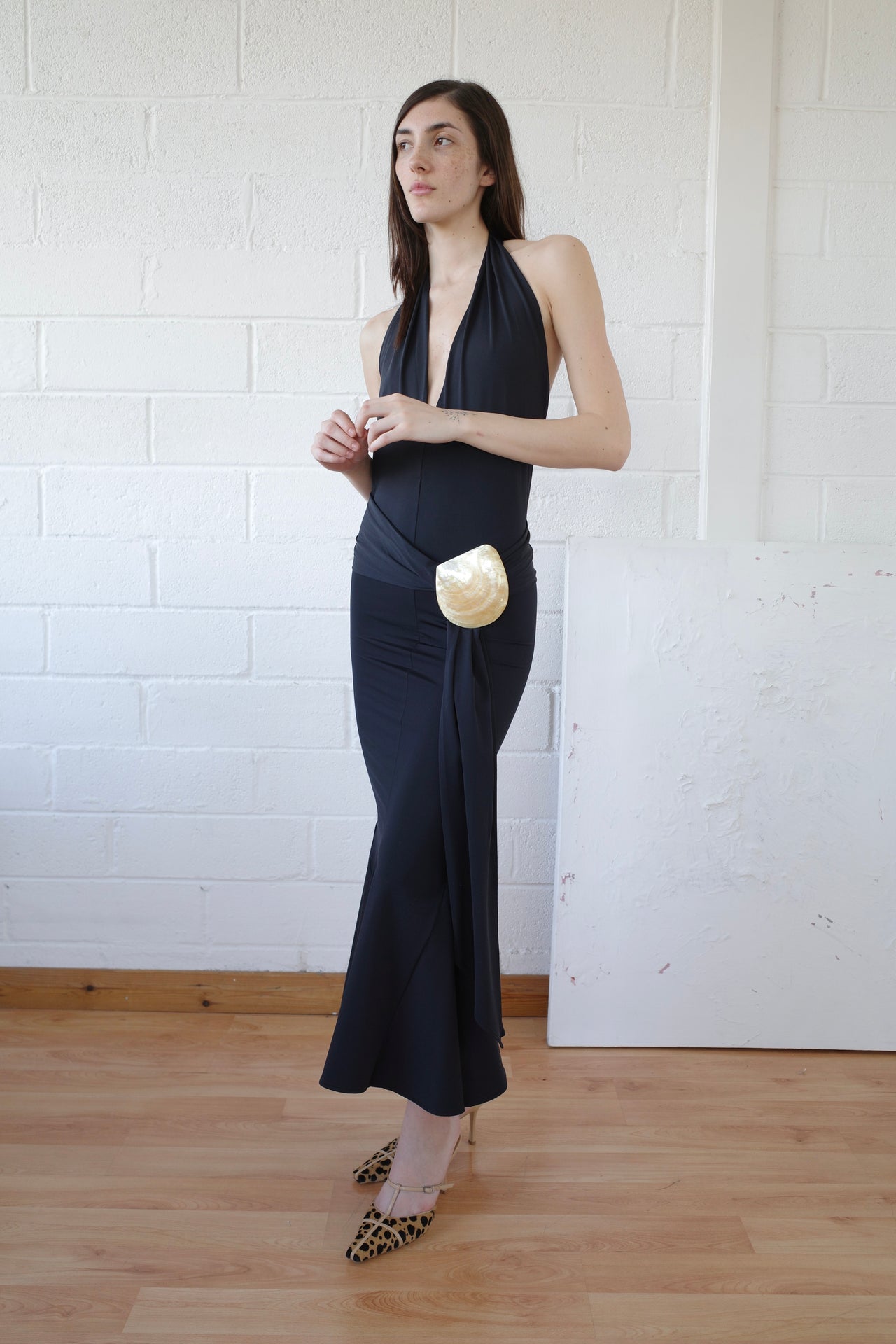 The Recycled Spandex Shell Belt Maxi Dress