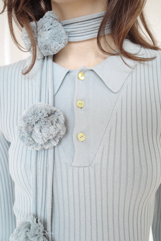 The Pom Pom Polo Dress - Grey