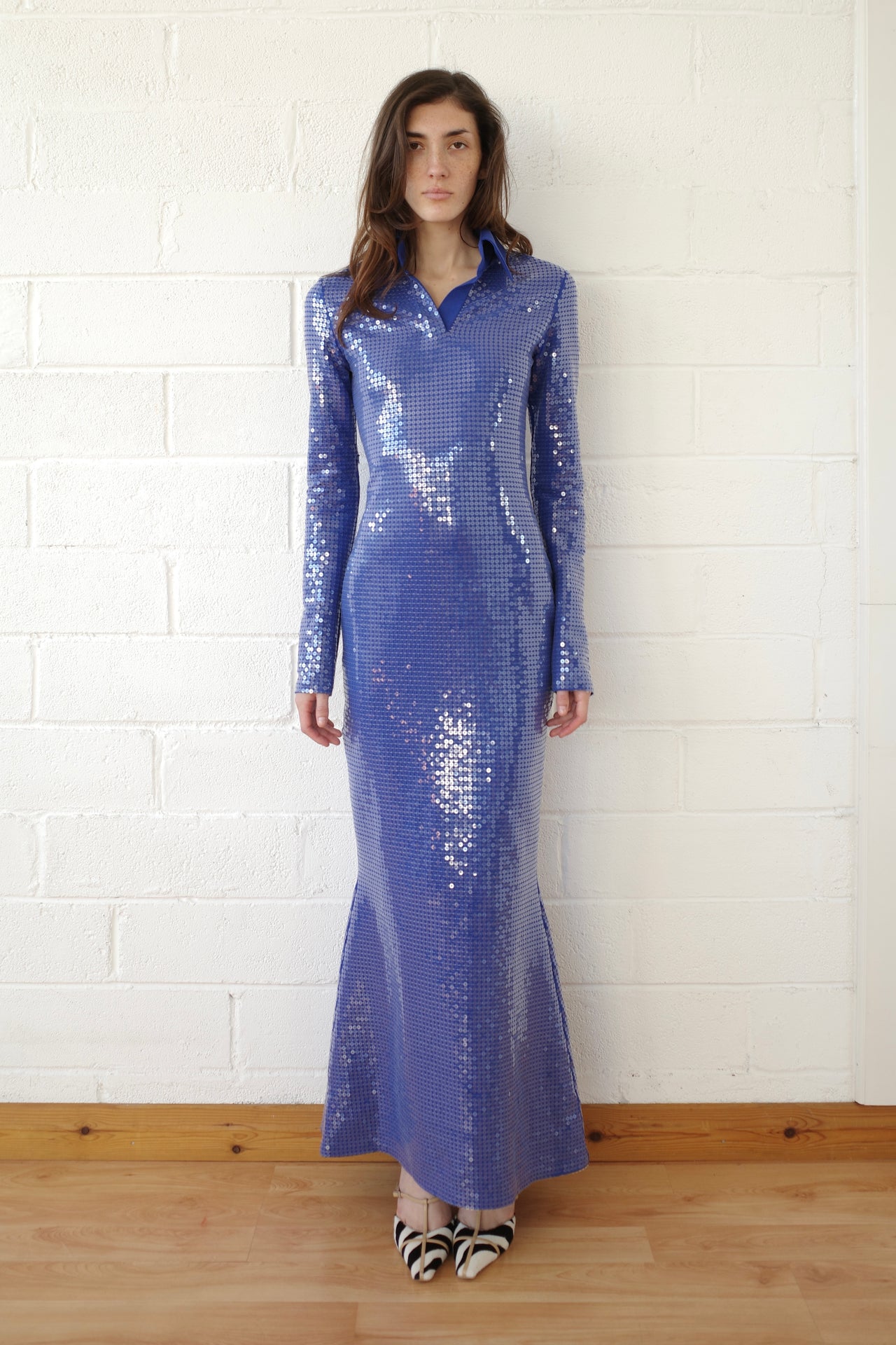 The Sequin Jersey Polo Maxi Dress