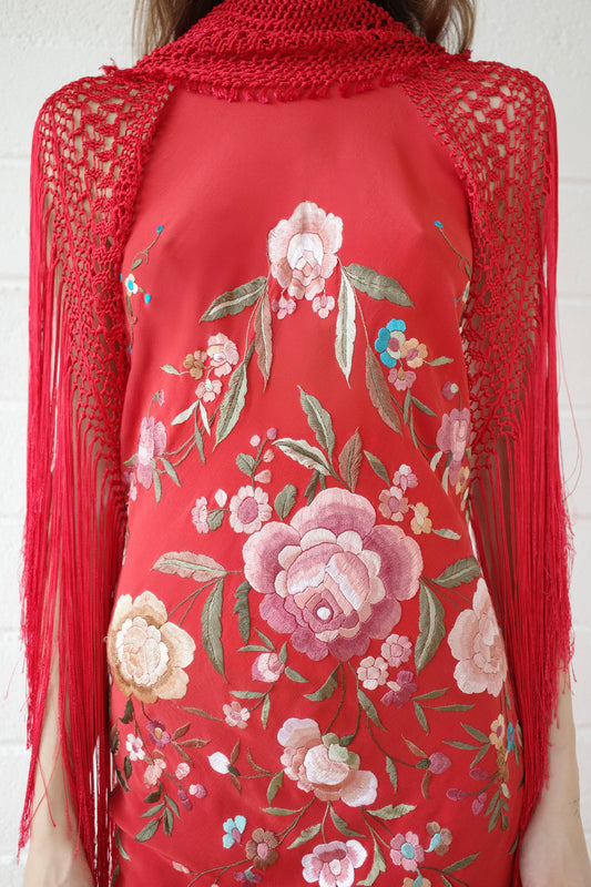 The Demi Couture Piano Shawl Gown- Red