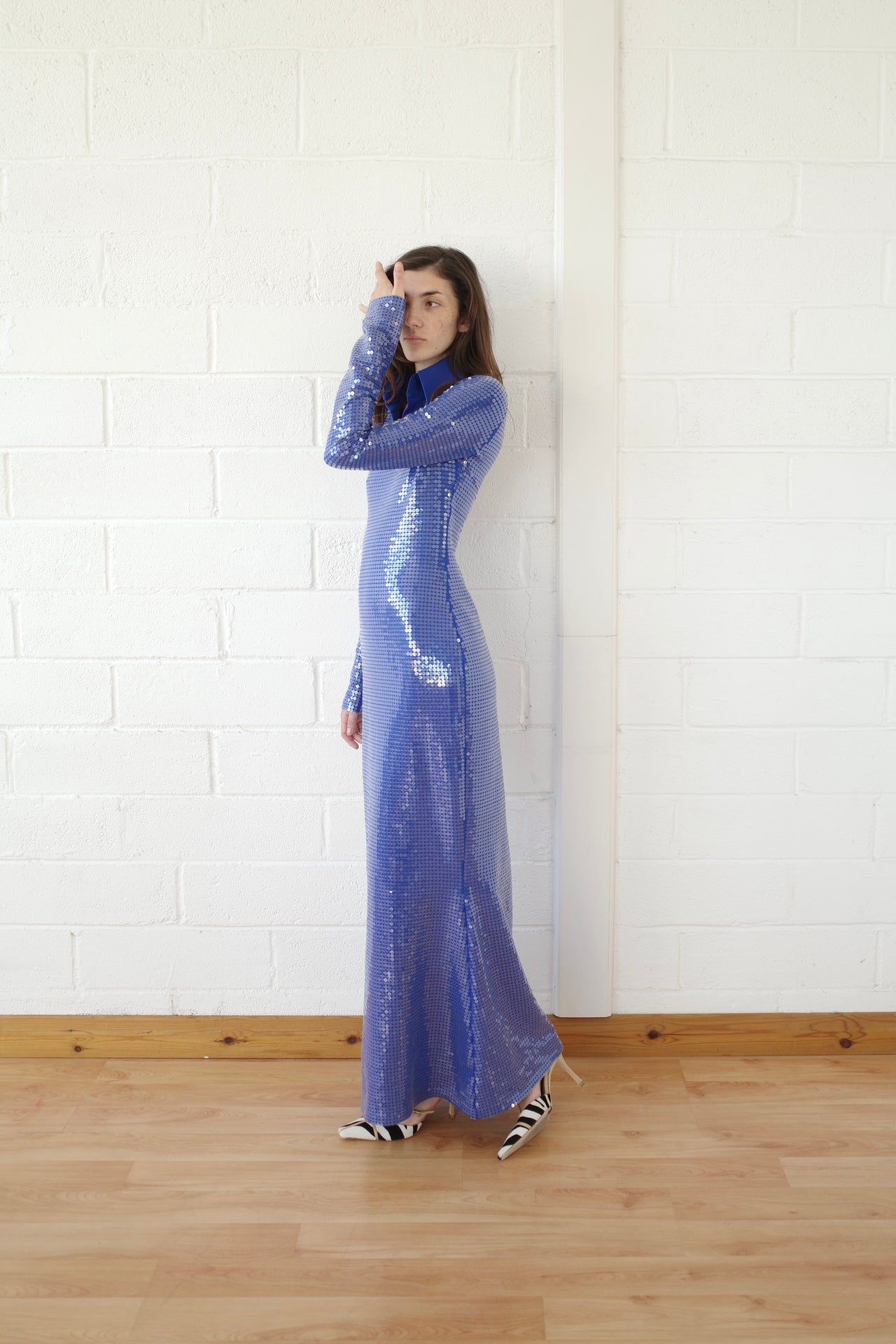 The Sequin Jersey Polo Maxi Dress