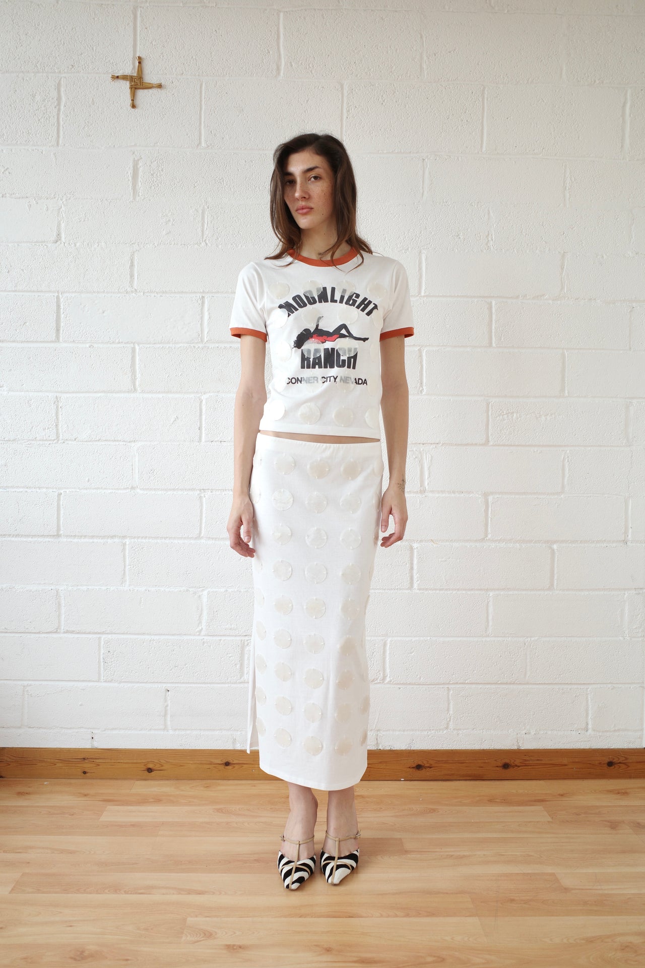 The Mother of Pearl Paillette Ringer Tee - White