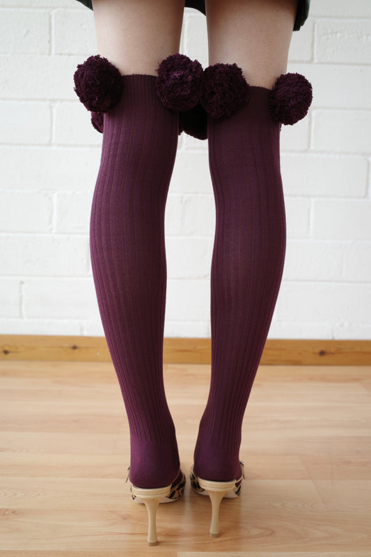 The Pom Pom Sock - Burgundy