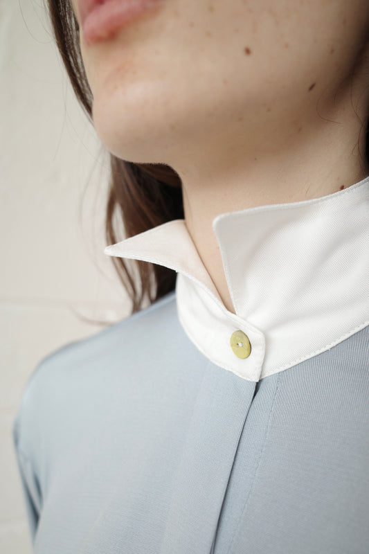 Silk Jersey Winged Collar Shirt
