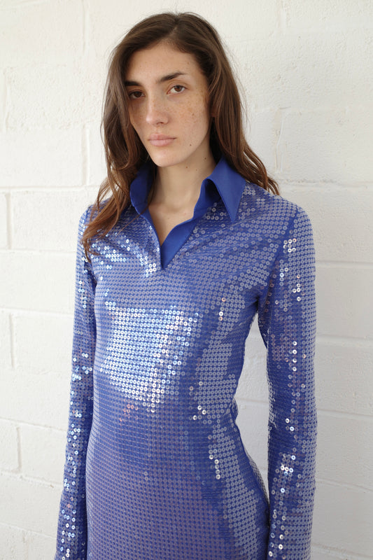 The Sequin Jersey Polo Maxi Dress