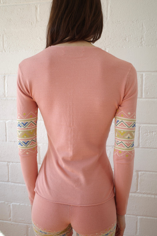 The Knit Henley- Salmon