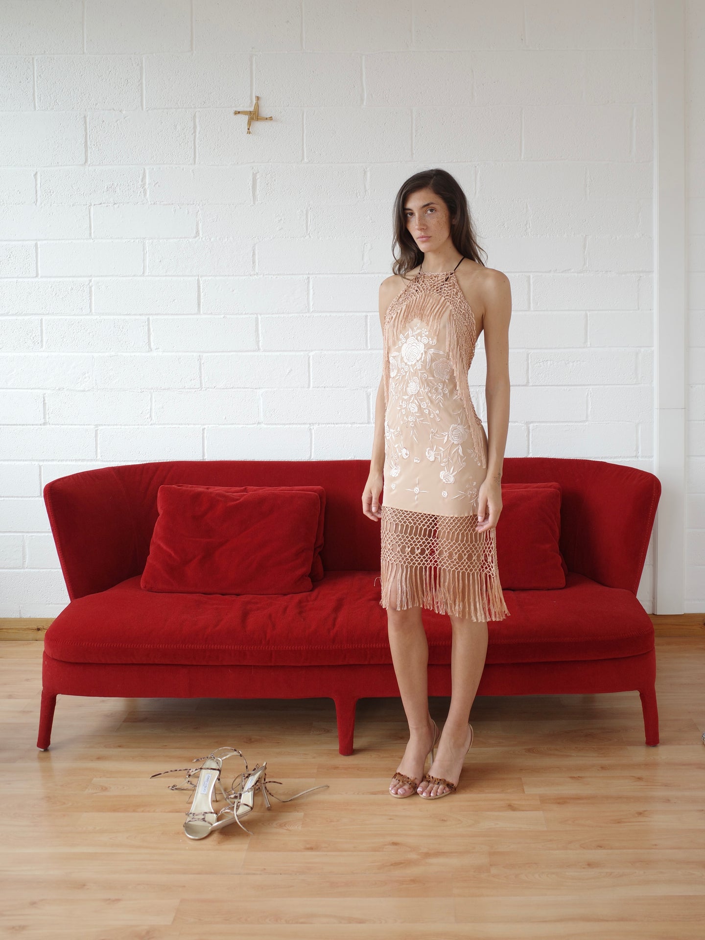 The Piano Shawl Mini Dress - Nude