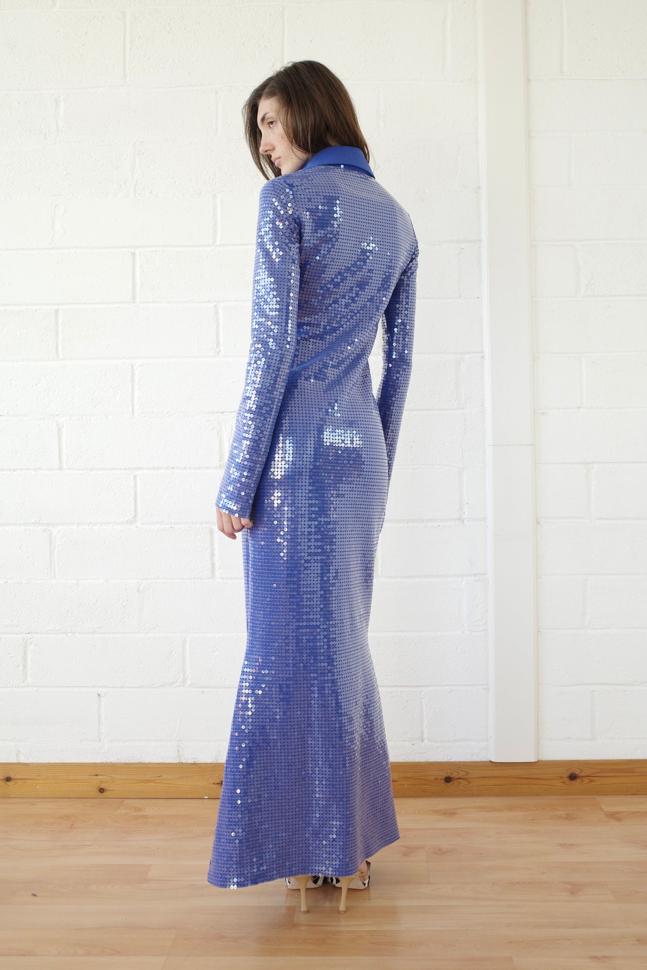 The Sequin Jersey Polo Maxi Dress