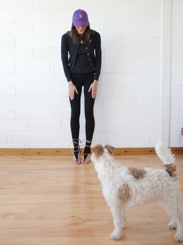The Shirred Knit Cashmere Cardigan - Navy