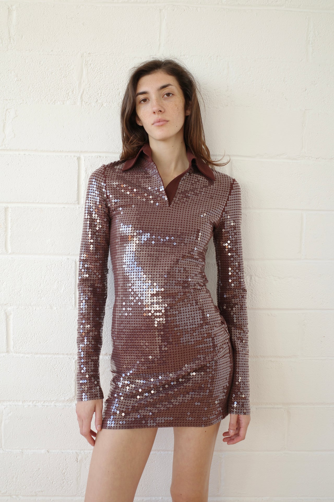 The Sequin Jersey Polo Mini Dress