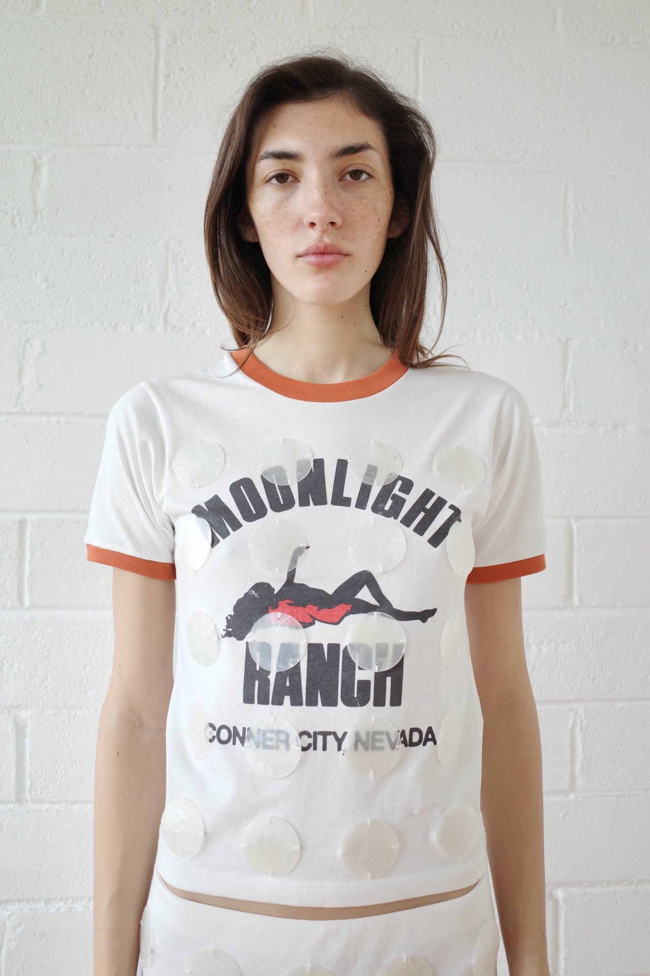 The Mother of Pearl Paillette Ringer Tee - White